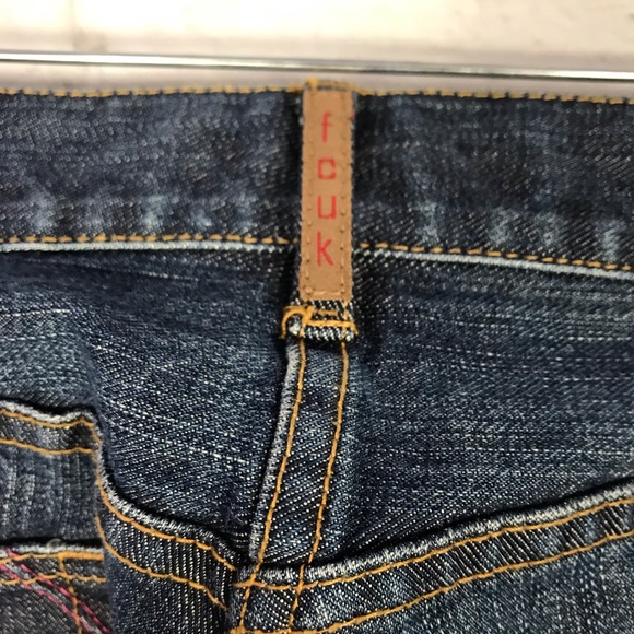 Fcuk Pink Embroidered Pocket MidRise Flare Jeans 8 - Picture 4 of 7